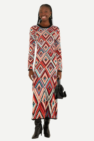Farm Rio Knit Midi Dress, Pretti Multicolor