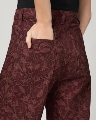 Paige Denim Arellia 32" Denim Pant, Etched Tulip Garnet