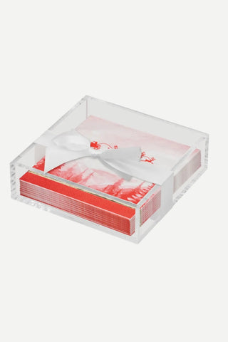 Sophistiplate Acrylic Napkin Tray w/ Cocktail Napkins, Christmas Village