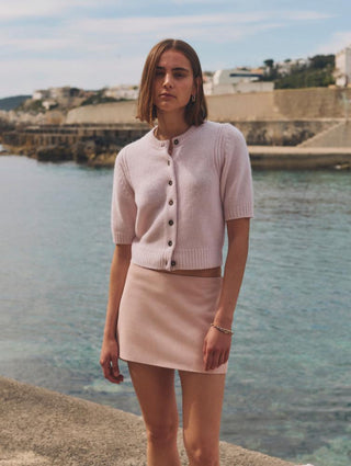 White + Warren Cashmere Elbow Sleeve Cardigan, Pink Sand