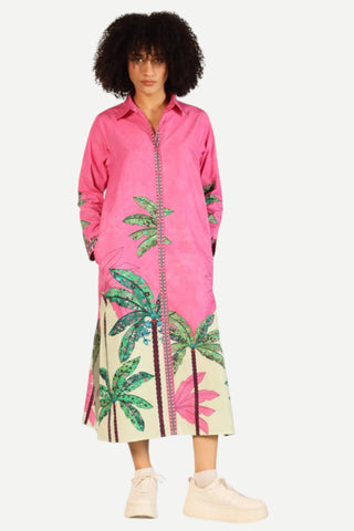 Maude Eliza Long Dress, Pink Tropies Maude