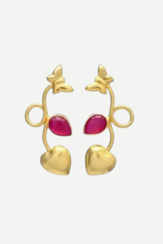 Allie Beads Butterfly & Heart Gemstone Earrings