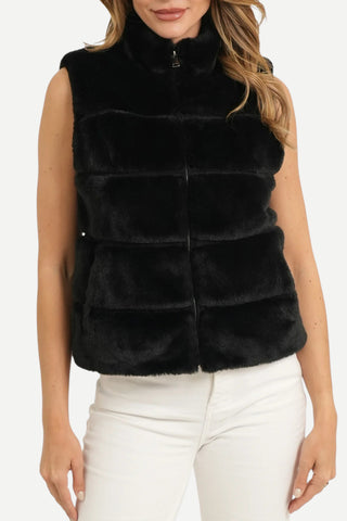 Love Token Vince Faux Fur Vest, Black