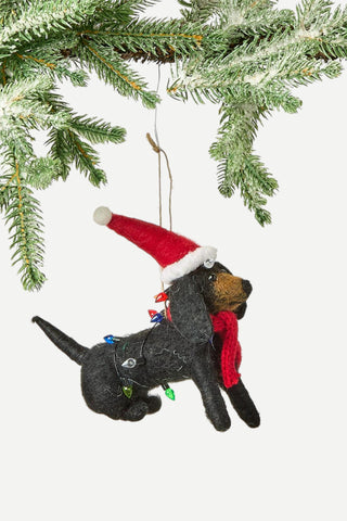 Twos Company, Deck The Paws Dog Christmas Ornament, Red Hat