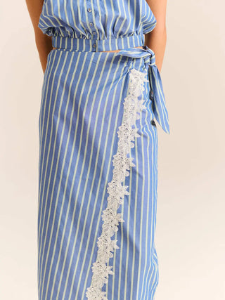 Carolina K, Loren Skirt, Blue Stripes Lace Carolina K