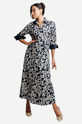 Perlavera Neo 3/4 Sleeve, Maxi Slim Fit Dress, Fiesta Black Perlavera