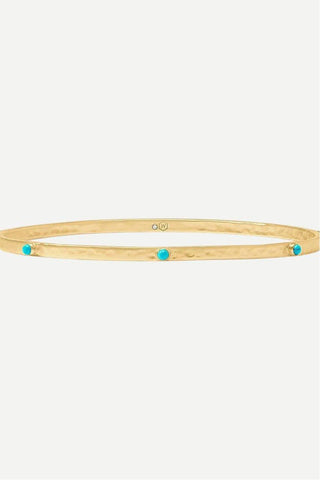 Julie Vos Crescent Stone Bangle, Turquoise Blue Medium