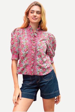 Love The Label Zuri Top Short Sleeve, Millie Francesca Liberty Print