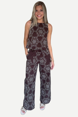 LAVI Cabo Pant, Brown Embroidered
