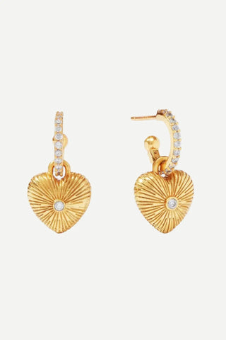 Julie Vos Esme Heart Hoop & Charm Earring Gold, Cubic Zirconia JULIE VOS