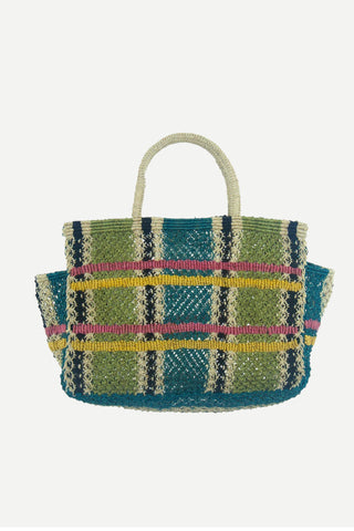 The Jacksons Highland Tartan Small Picnic Jute Handbag, Pockets