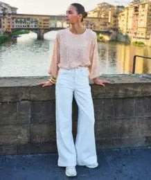 Esqualo Wide Leg Jeans, Off White Esqualo