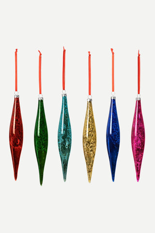 Park Hill Collection Multi Colored Glass Drop Ornament, Box Set of 6