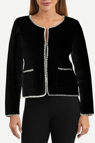 Love Token Marissa Cropped Cardigan, Black