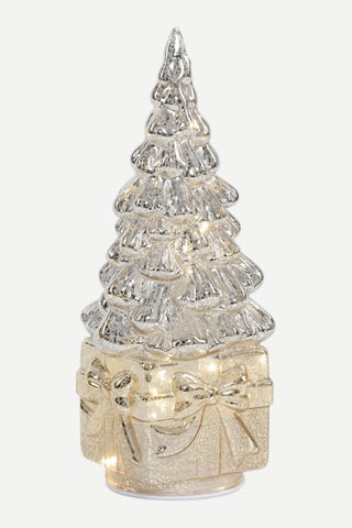 Zodax LED Rotating Tree on Present Silver on Gold w/ Gold