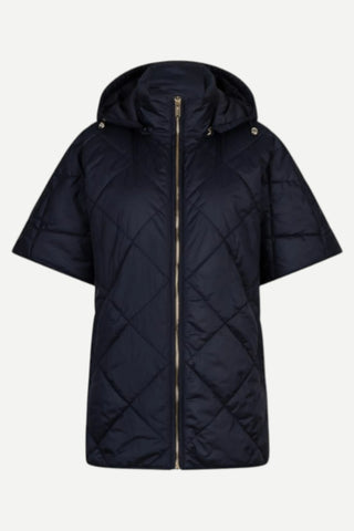 Esqualo Puffer Quilted Poncho Jacket, Navy Esqualo