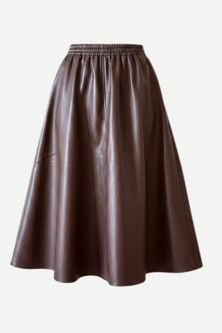 Esqualo Vegan Leather Skirt, Cacao