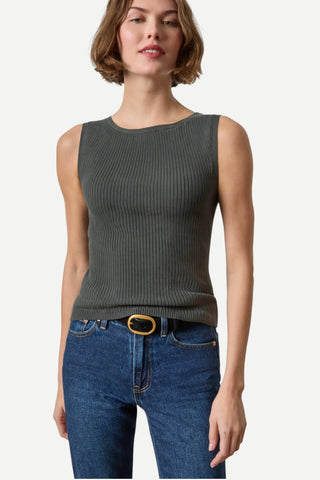 Lilla P Sleeveless Rib Top. Elm