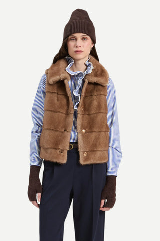 Vilagallo Faux Fur Vest, Taupe