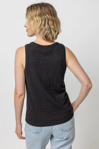 Lilla P Back Seam Tank, Black