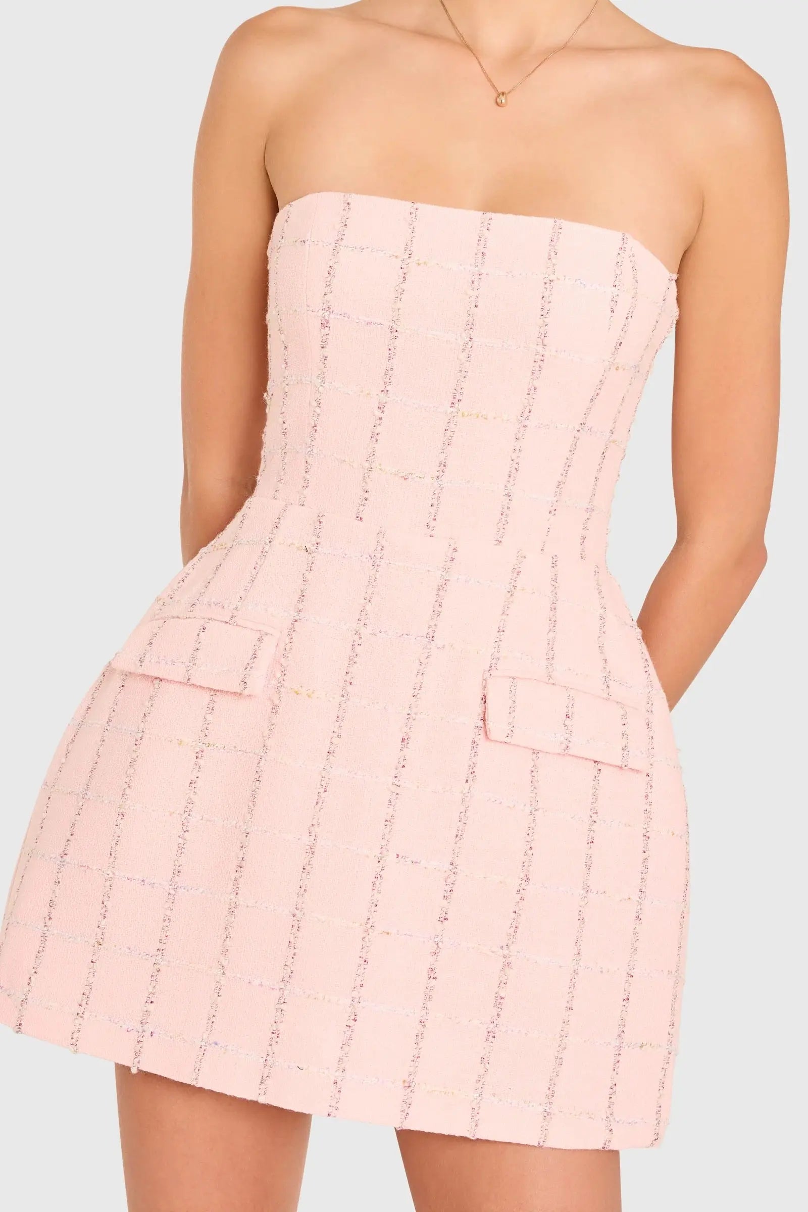 Amanda Uprichard Strapless Bethany Romper in Pink Amanda Uprichard Strapless Bethany Romper in Pink