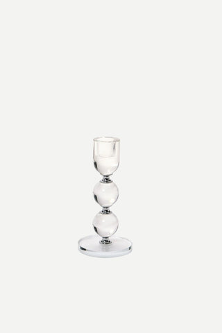 Two's Company Crystal Bobbin Taper Candleholders, Small