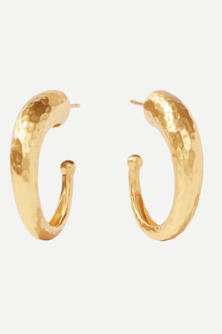 Julie Vos Hammered Hoop Medium Earring, Gold