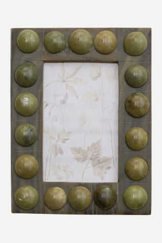 Creative Co-Op Handmade Marbled Resin Bobbin Photo Frame, 4"x6" Green