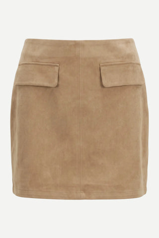 Amanda Maria Suede Mini Skirt, Sand
