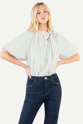 THML Puff Sleeve Vertical Stripes Top, PK THML