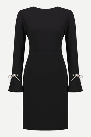 Joseph Ribkoff Scuba Crepe Shift Dress With Rhinestone Bows, Black