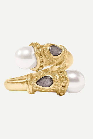 Julie Vos Baroque Demi Wrap Ring, Pearl