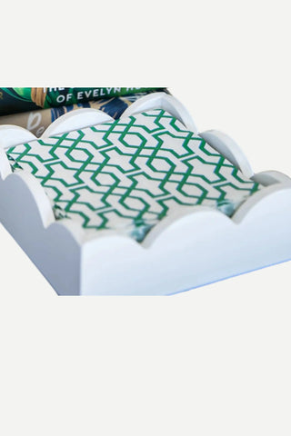 WH Hostess Lacquer Scalloped Napkin Holder, White WH Hostess