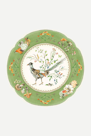 Rosanne Beck Collections Posh Die-Cut Placemat, Handpainted Green Pheasant