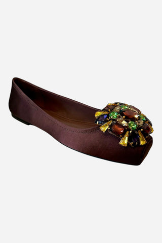 Jeffrey Campbell Ornate Flat, Brown Satin Multi