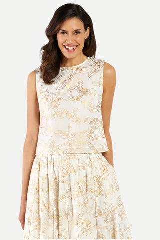Jude Connally Gretel Cotton Voile Top, Toile White Gold