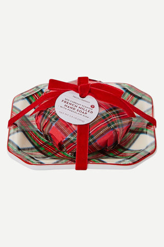 Two's Company Tartan Red Currant Scented French Milled Soap w/ Tray