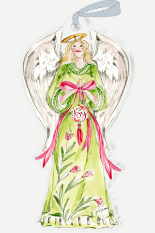 Rosanne Beck Collections Small Acrylic Art, Handpainted Joy Green Angel