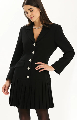 Tyler Boe Kelly Crystal Button Dress, Black