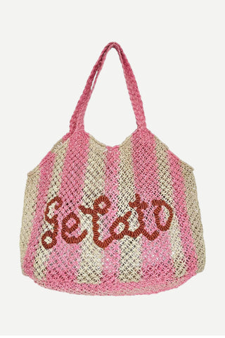 The Jacksons Drew Stripe Jute Handbag, Gelato