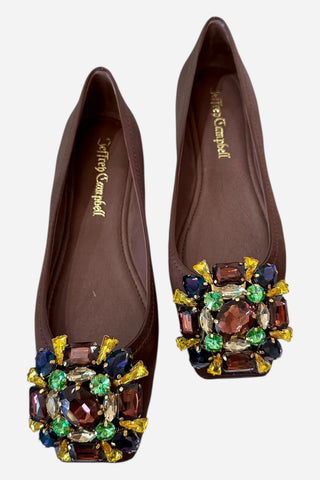 Jeffrey Campbell Ornate Flat, Brown Satin Multi