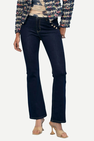 Oo La La Diagonal Button Trim Denim Jean, Blue OO LA LA