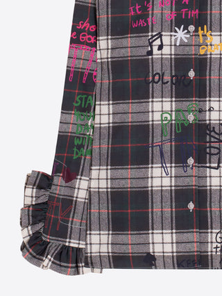 Vilagallo Plaid Paris Graffiti Top