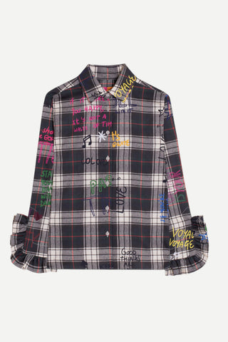Vilagallo Plaid Paris Graffiti Top