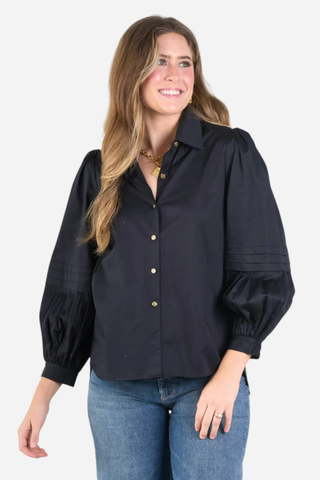 Emily McCarthy Oxford Poplin Top, Black
