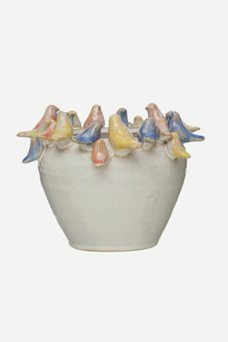 Creative Co-Op Stoneware 3D Bird Planter, Large Creative Co-Op