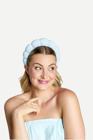 Two's Company Headband and Wrap Towel Set, Blue