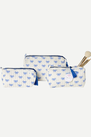 Two's Company Coquette Bow Cotton Quilted Pouche, Medium