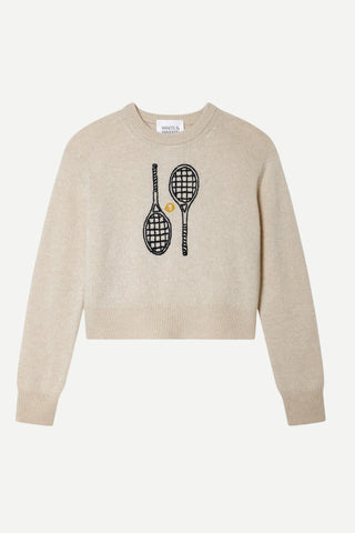 White + Warren Cashmere Tennis Racquet Sweatshirt
