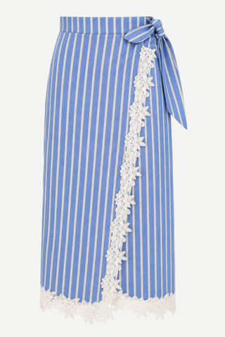 Carolina K, Loren Skirt, Blue Stripes Lace Carolina K